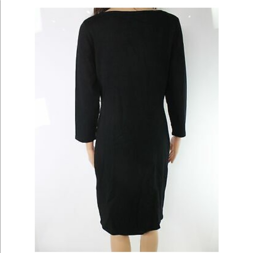 (M, L) Nine West Black with Red Abstract Detail Sweater Dress - Picture 3 of 11